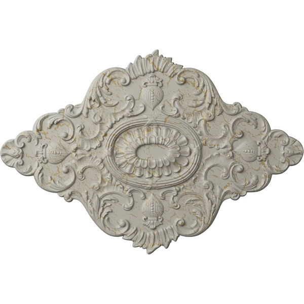 Ekena Millwork Ashford Ceiling Medallion, Hand-Painted Pot of Cream Crackle, 42 3/4"W x 28 7/8"H x 1"P CM42X28ASPCC - main